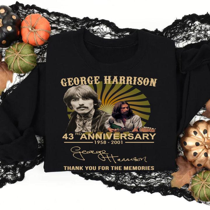 George Harrison 43rd Anniversary 1958 2001 Signature Thank You For The Memories t-shirt sweatshirt