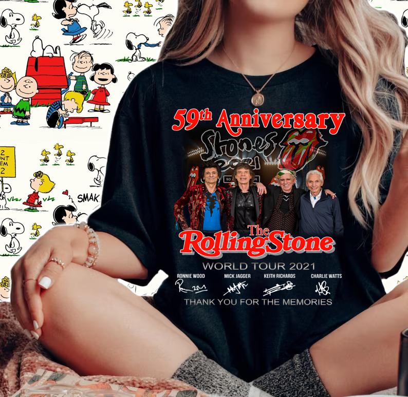 59th Anniversary The Rolling Stones Band World Tour 2021 Signatures Thank You For The Memories t-shirt woman shirt