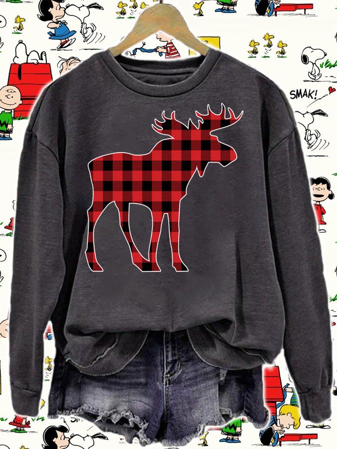 Premium Red Moose Christmas Matching Buffalo Plaid Pajama t-shirt sweatshirt
