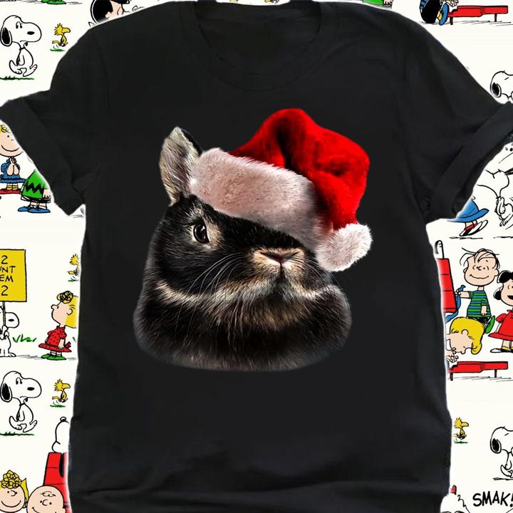 Hot T-Shirt, Netherland Dwarf Rabbit, Christmas Santa Hat, Bunny t-shirt shirt