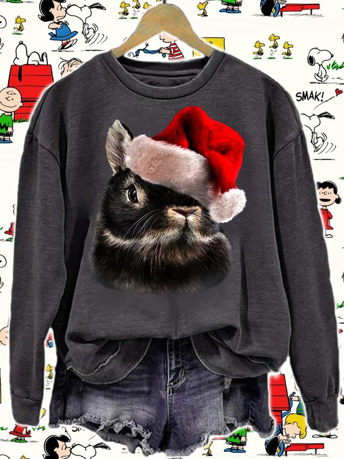 Hot T-Shirt, Netherland Dwarf Rabbit, Christmas Santa Hat, Bunny t-shirt sweatshirt
