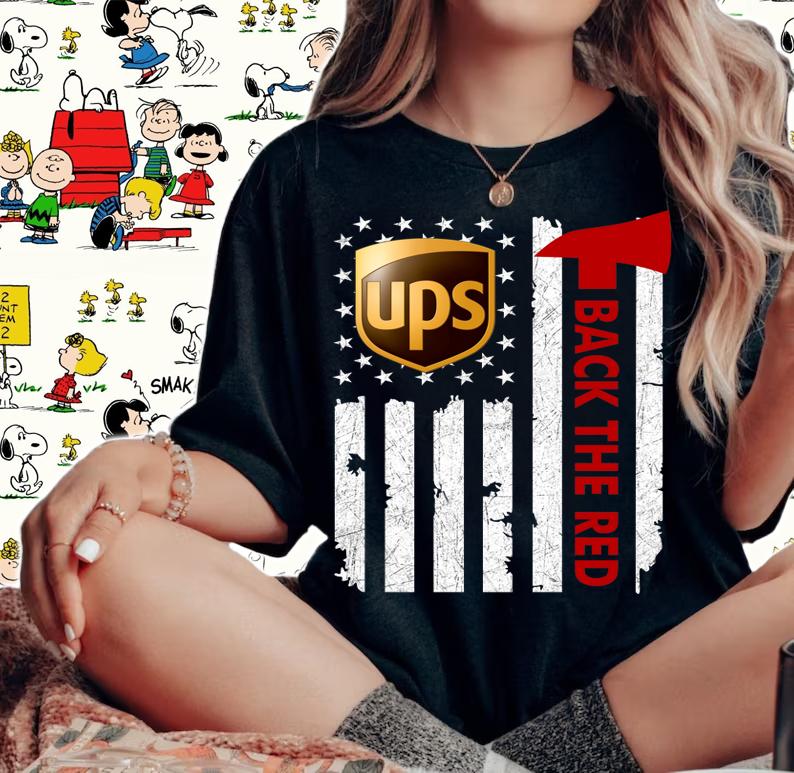UPS Back The Red American Flag Independence Day t-shirt woman shirt