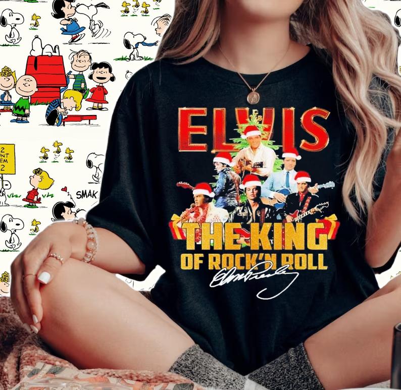 Elvis The King of Rock 'N Roll signature t-shirt woman shirt