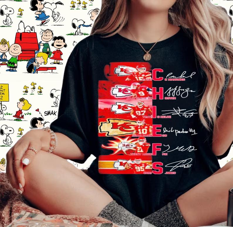 Chiefs players name signatures shirt t-shirt woman shirt