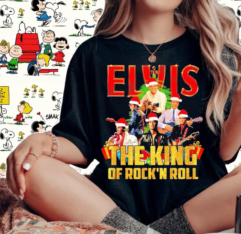 Elvis the King of Rock 'N Roll Christmas shirt t-shirt woman shirt