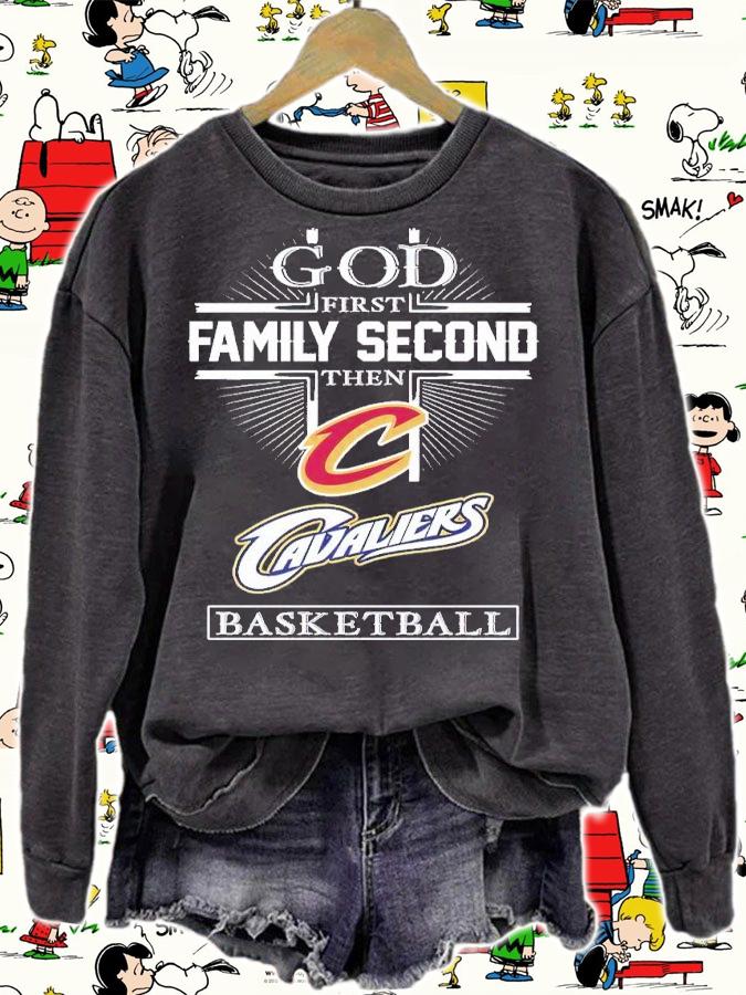 God first family second then Cavaliers basketball shirt t-shirt sweatshirt