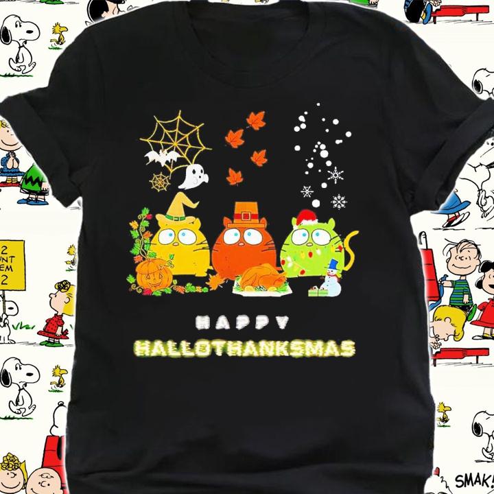 Happy Hallowthanksmas three cats shirt t-shirt shirt