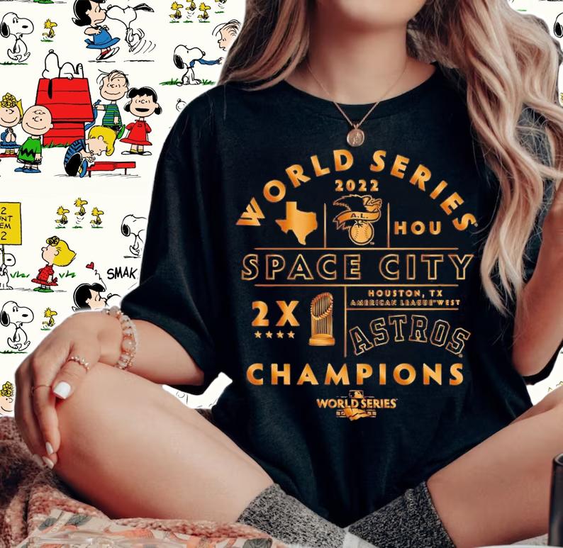 Houston Astros Two-Time World Series Champions Gold Luxe 2022 T-Shirt t-shirt woman shirt