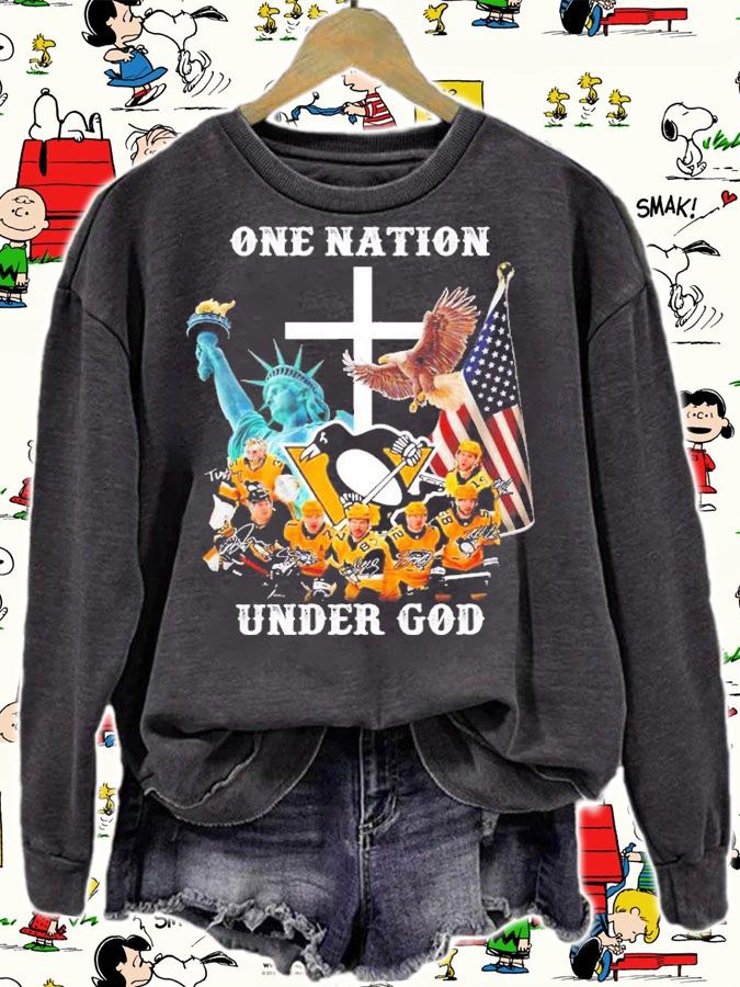 Penguins one nation under God signatures shirt t-shirt