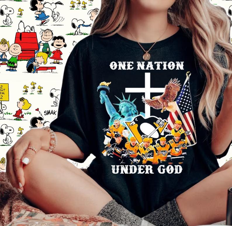 Penguins one nation under God signatures shirt t-shirt