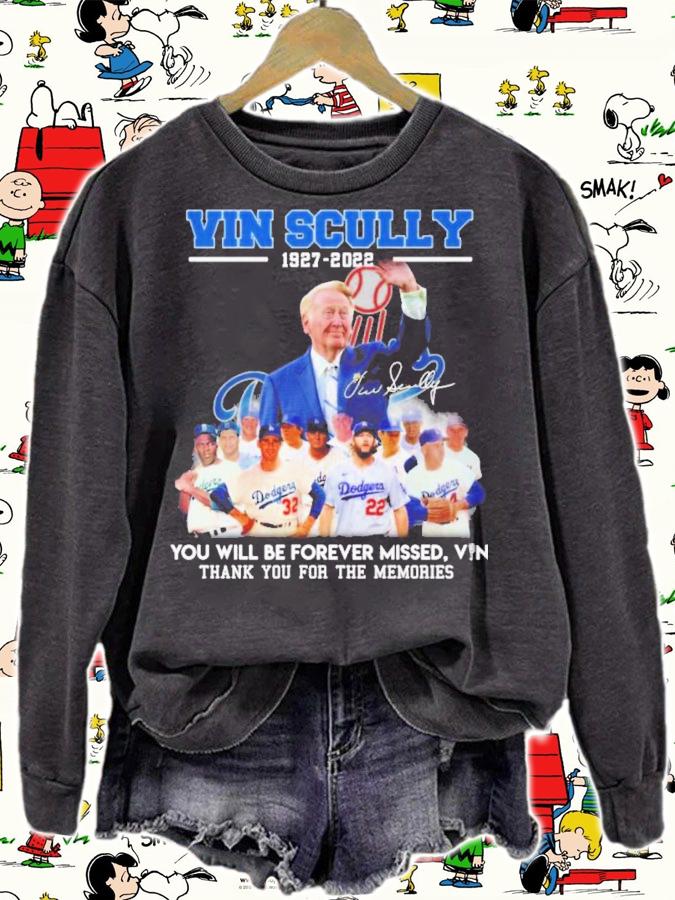 Vin Scully 1927-2022 You Will Be Forever Missed Vin Signatures Thank You For The Memories Shirt t-shirt sweatshirt