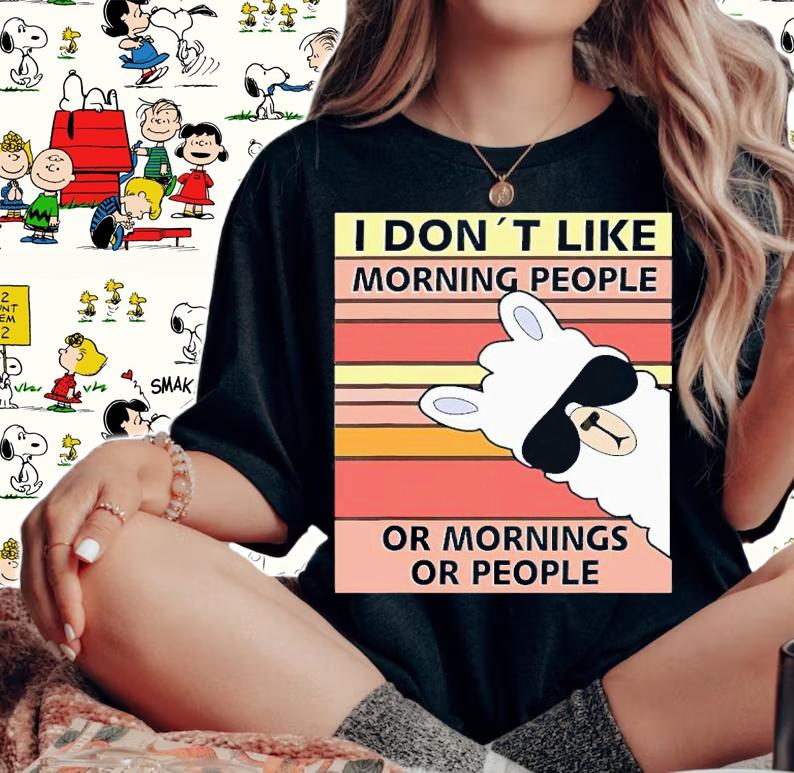Llama I Don't Like Morning People Or Mornings Or People Vintage T-Shirt t-shirt woman shirt