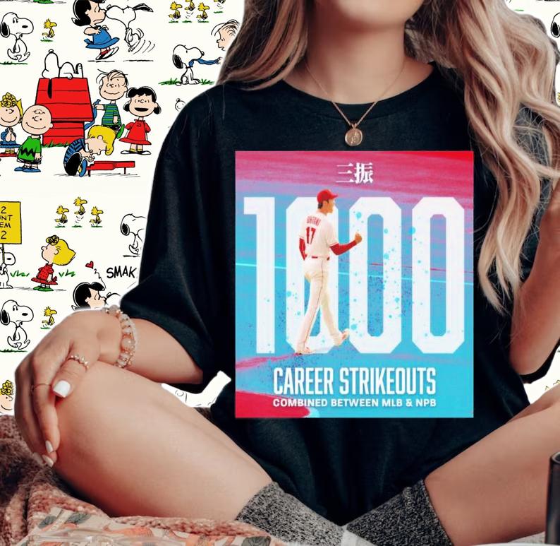 Shohei Ohtani 1000 Career Strikeouts MLB And NPB Shirt t-shirt woman shirt