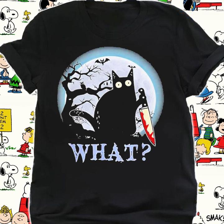 Halloween Cat What With Moon Funny Cat Knife Shirt t-shirt shirt