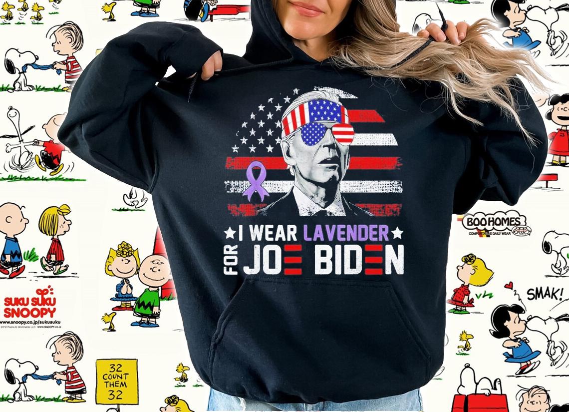 I Wear Lavender For Joe Biden American Flag T-Shirt t-shirt