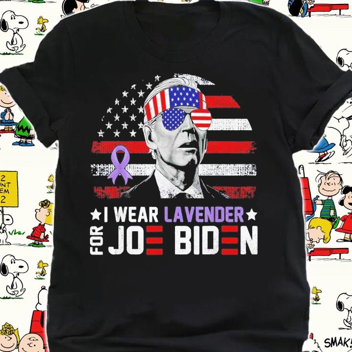 I Wear Lavender For Joe Biden American Flag T-Shirt t-shirt