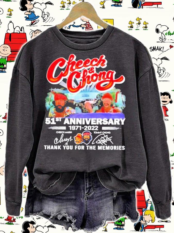 Official 1971-2022 Cheech And Chong 51st Anniversary Cheech Marin Tommy Chong Signatures Thank You For The Memories Shirt t-shirt