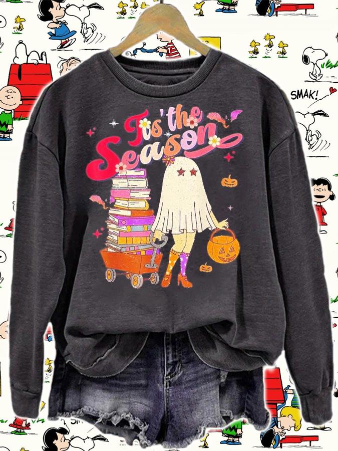Tis' The Season Pumpkin Boo 60s 70s Hippie Halloween T-Shirt t-shirt sweatshirt