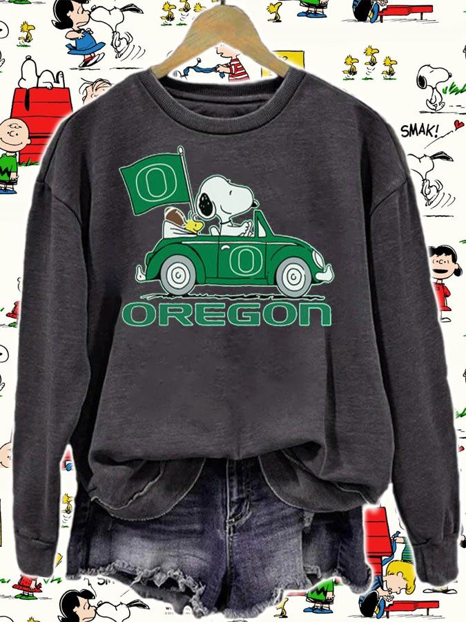 Oregon Ducks Shirt Oregon Snoopy Woodstock Driving Car Peanuts t-shirt sweatshirt