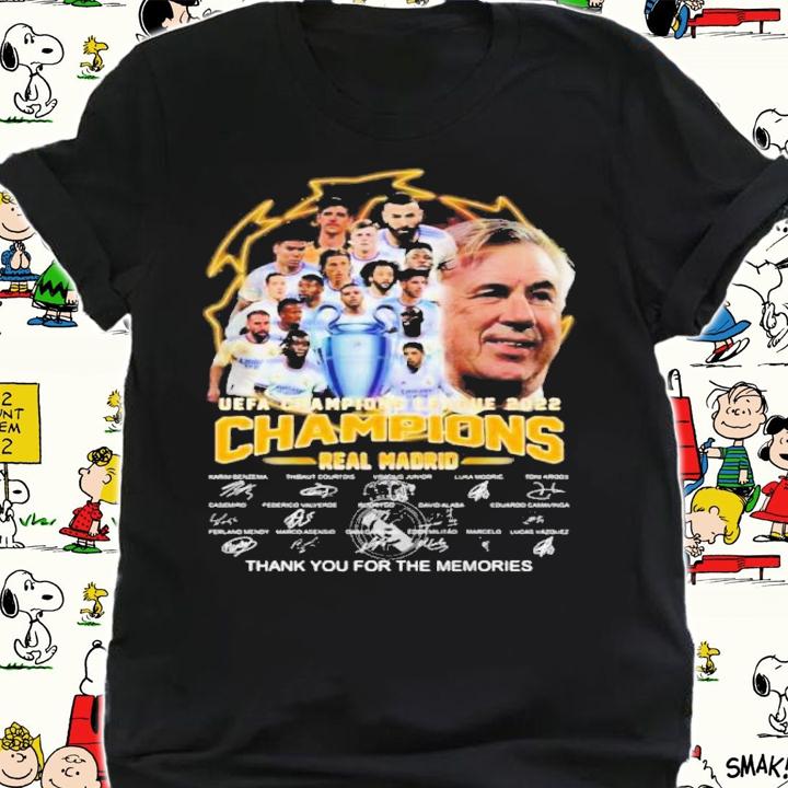 UEFA Champions League 2022 Champions Real Madrid FC Signatures Thank You For The Memories Shirt t-shirt