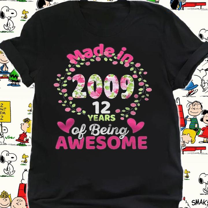 12 Years Old 12Th Birthday Born In 2009 Women Girls Floral Shirt t-shirt shirt