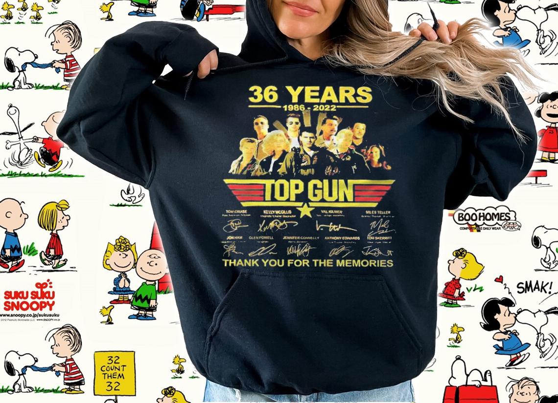 36 years 1986-2022 Top Gun thank you for the memories signatures T-shirt t-shirt