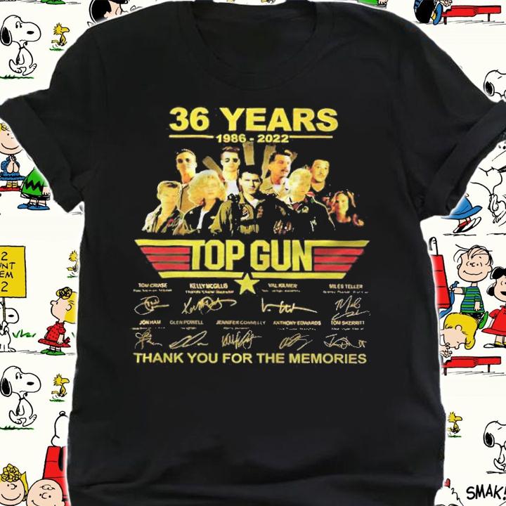 36 years 1986-2022 Top Gun thank you for the memories signatures T-shirt t-shirt