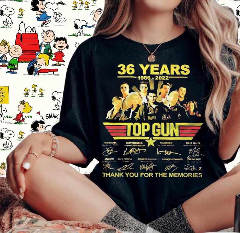 36 years 1986-2022 Top Gun thank you for the memories signatures T-shirt t-shirt
