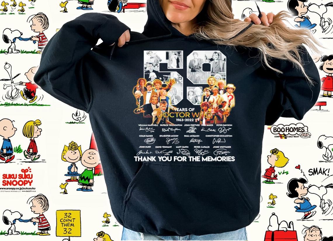 59 years of Doctor Who 1963-2022 signatures shirt t-shirt hoodie
