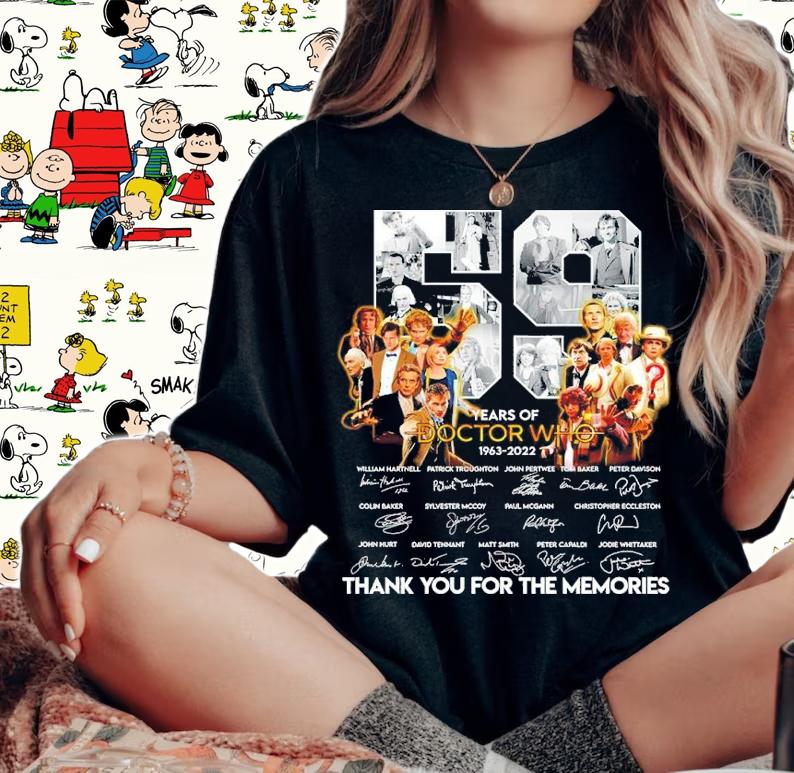 59 years of Doctor Who 1963-2022 signatures shirt t-shirt woman shirt