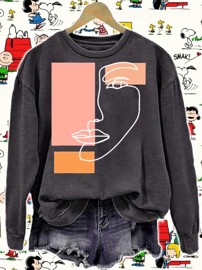 Abstract Face Trendy Line Art Drawing Tee Aesthetic T-Shirt t-shirt