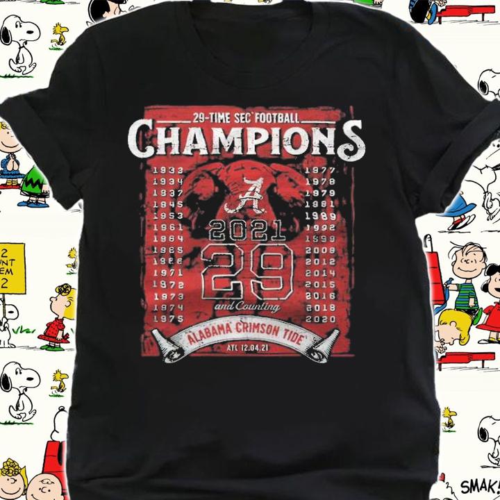 Alabama Crimson Tide 2021 SEC Football Conference Champions 2-Hit Score t-shirt