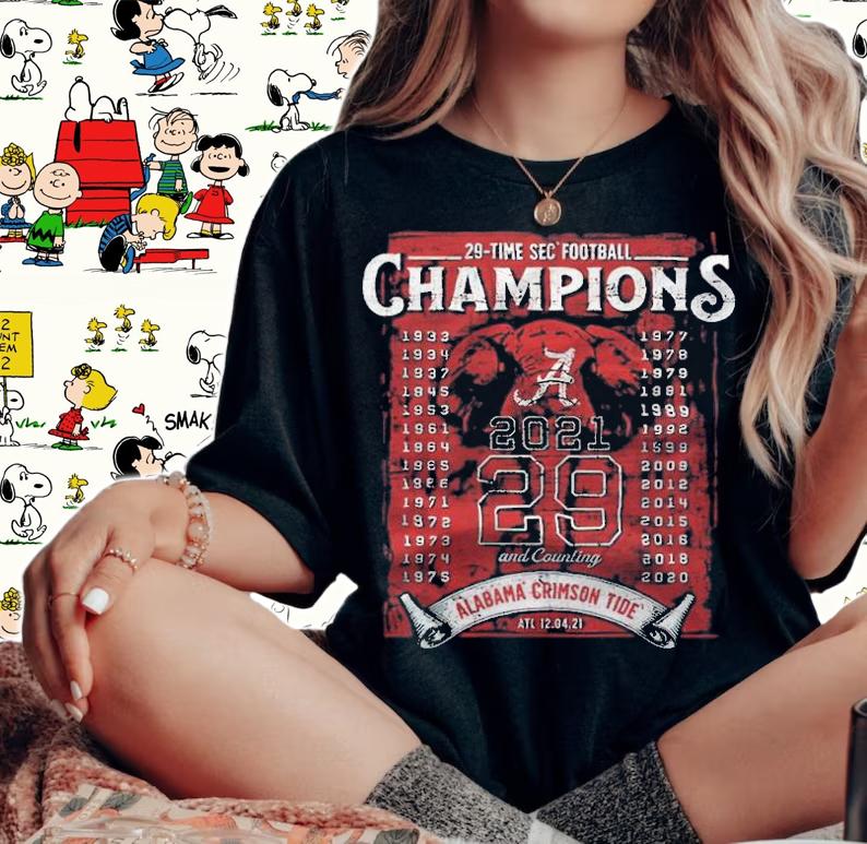 Alabama Crimson Tide 2021 SEC Football Conference Champions 2-Hit Score t-shirt