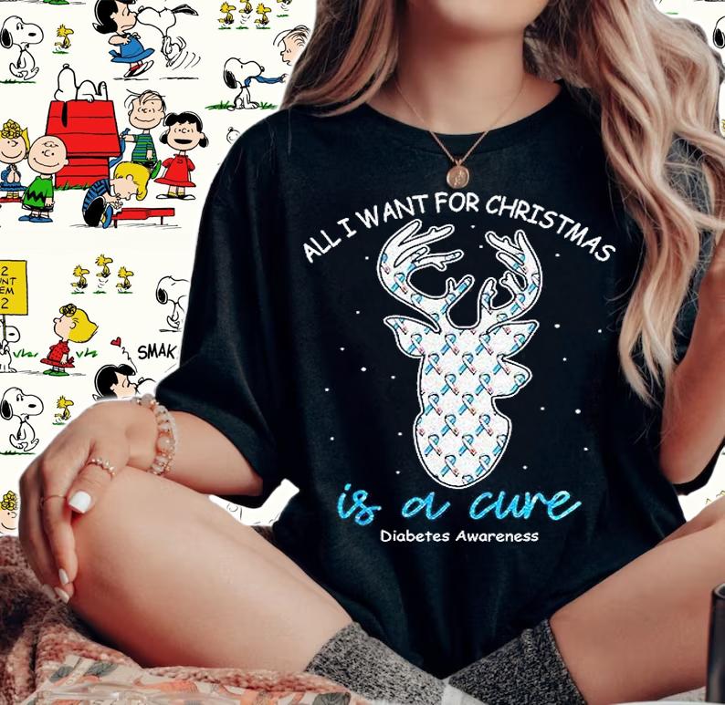 All I Want For Christmas Is A Cure Diabetes Awareness T-Shirt t-shirt
