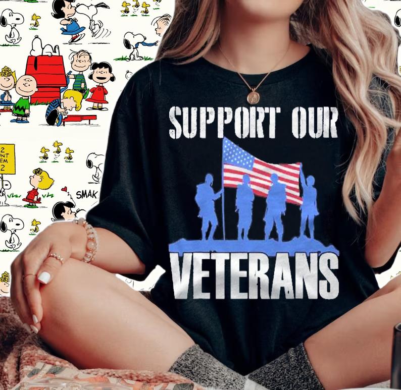American Flag Support Our Veterans Shirt t-shirt woman shirt