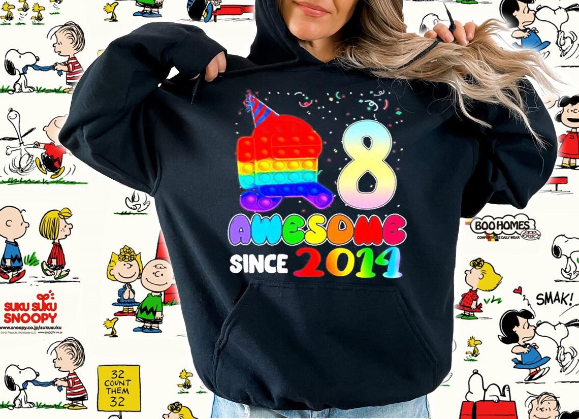 Awesome Since 2014 Among Pop It With Us 8Th Birthday Kids T-Shirt t-shirt