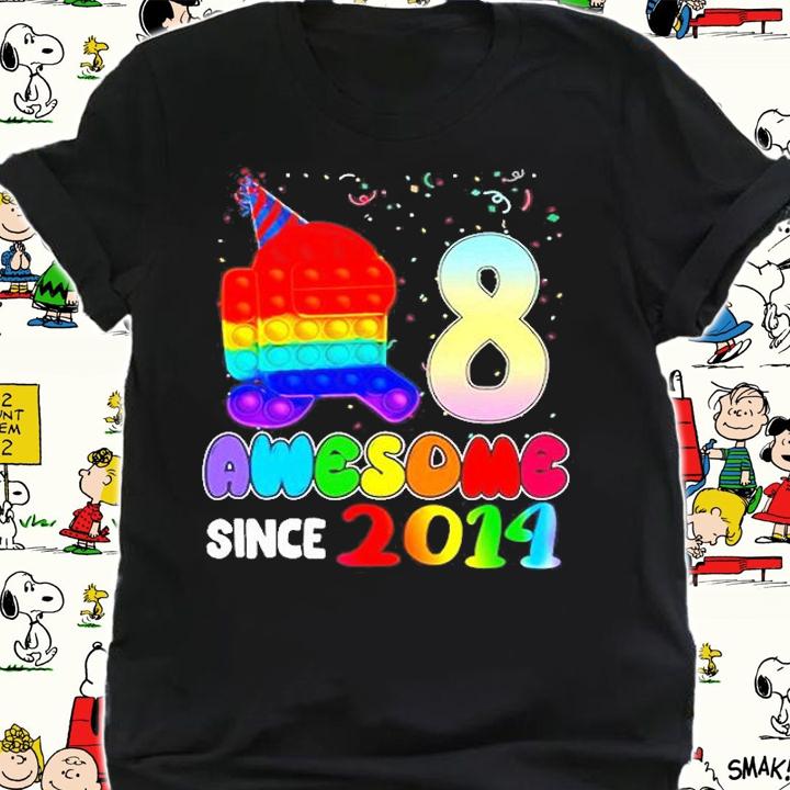 Awesome Since 2014 Among Pop It With Us 8Th Birthday Kids T-Shirt t-shirt