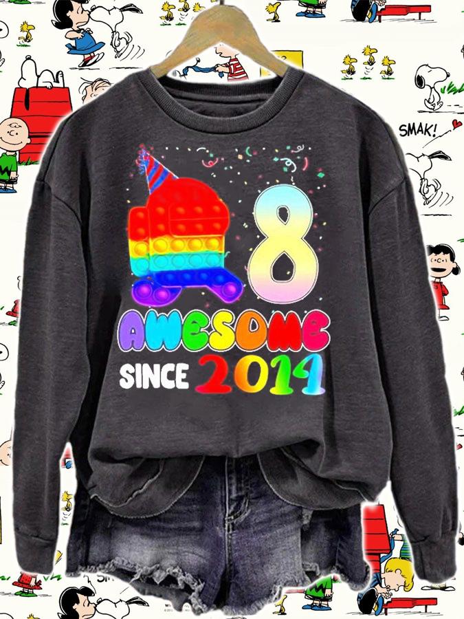 Awesome Since 2014 Among Pop It With Us 8Th Birthday Kids T-Shirt t-shirt
