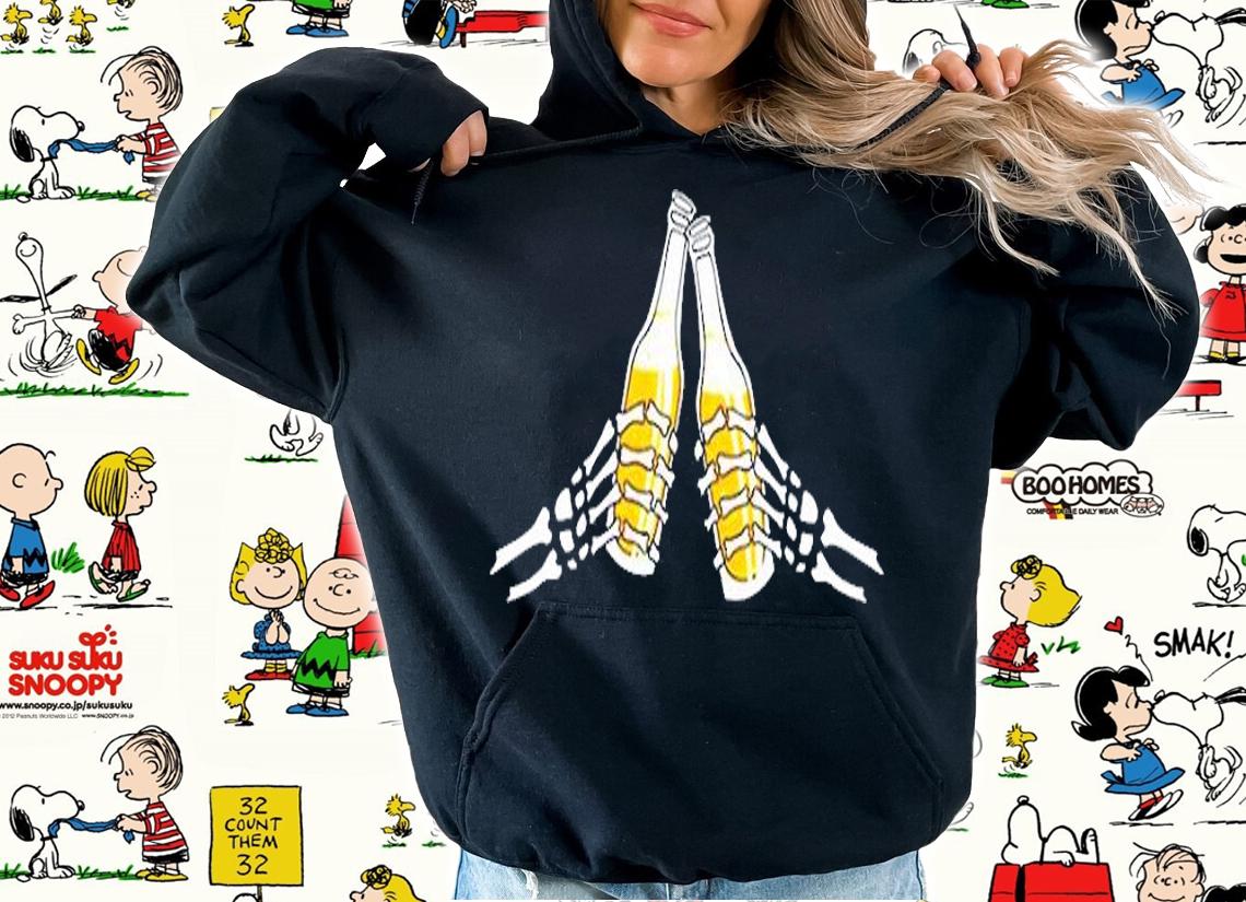 Beer Drinker Skeleton Hands T-Shirt t-shirt hoodie