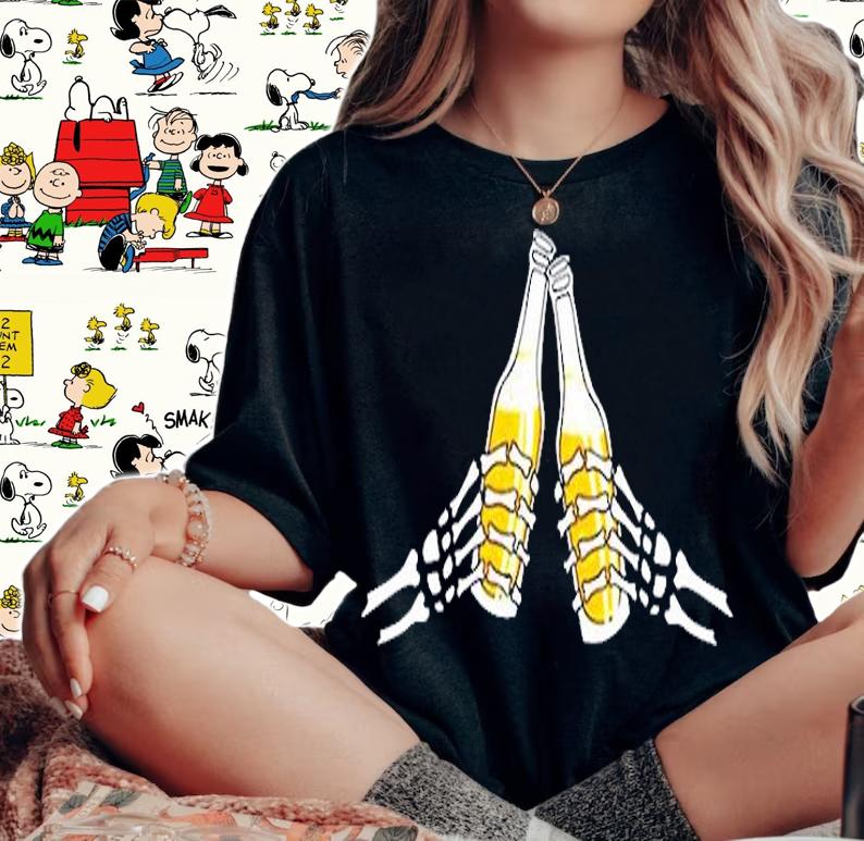 Beer Drinker Skeleton Hands T-Shirt t-shirt woman shirt