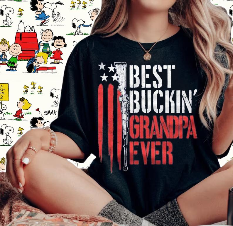 Best Buckin Grandpa Ever American Flag Gun Rights Hunting Shirt t-shirt