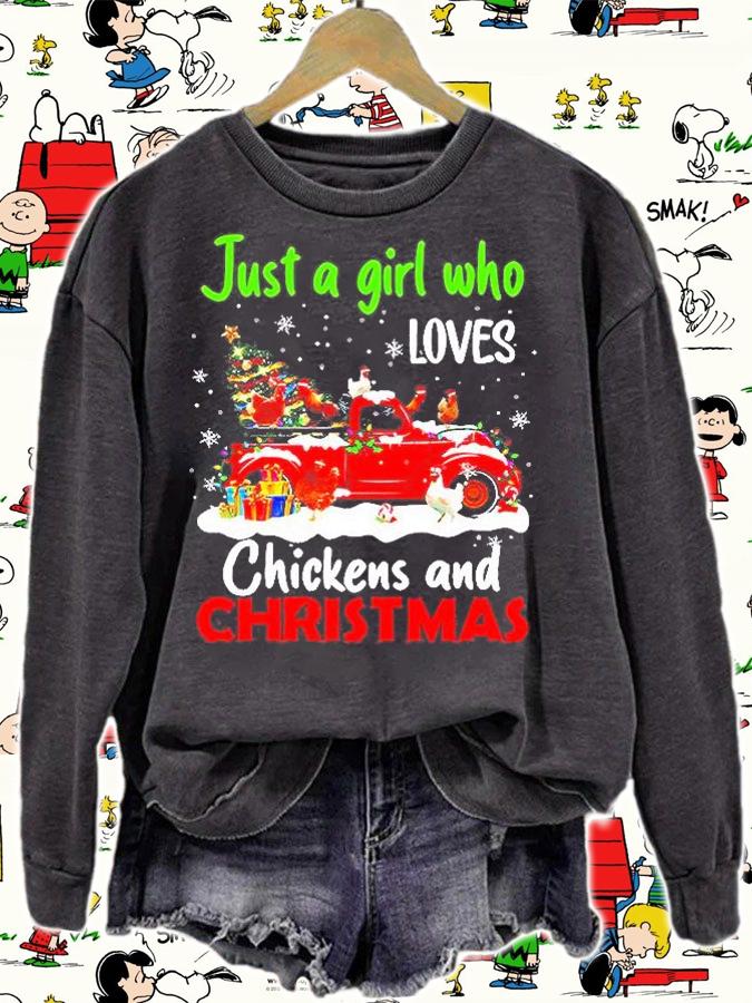 Just A Girl Who Loves Chickens And Christmas T-Shirt t-shirt sweatshirt