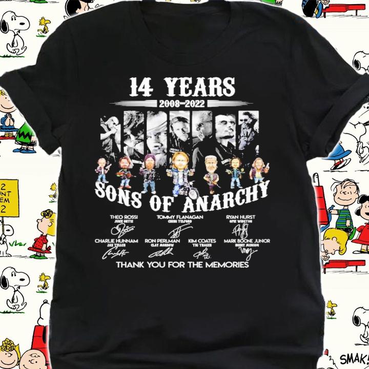 Official 14 Years 2008-2022 Sons Of Anarchy Signatures Thank You For The Memories Shirt t-shirt