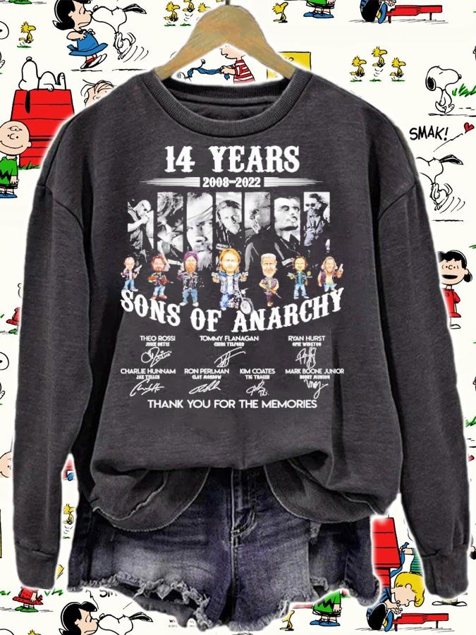 Official 14 Years 2008-2022 Sons Of Anarchy Signatures Thank You For The Memories Shirt t-shirt