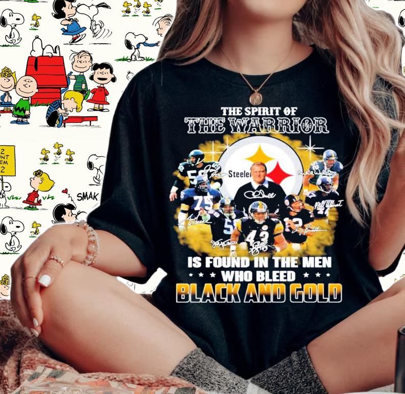 Pittsburgh Steelers players signatures the warrior is found in the men who bleed black and gold shirt t-shirt