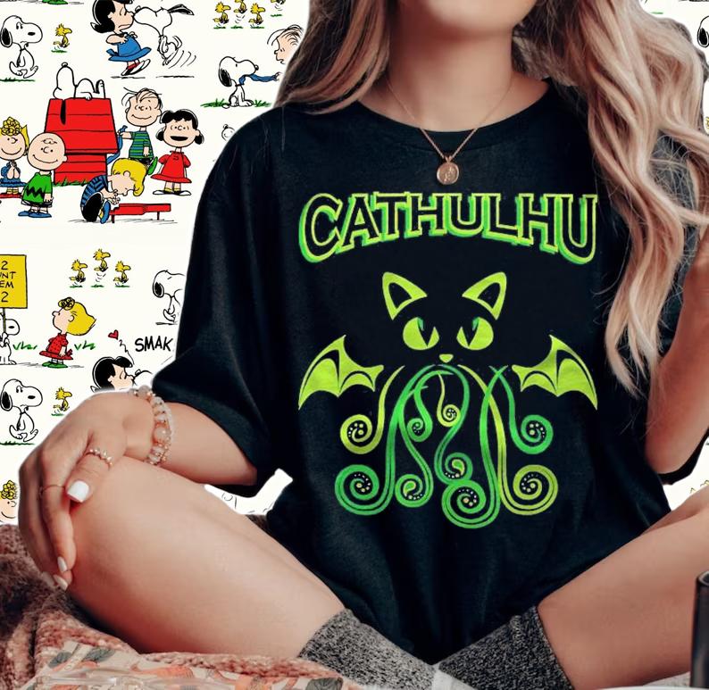 Praise Cathulhu Kitten Evil Demon Cat Kraken Monster Octopus Shirt t-shirt woman shirt