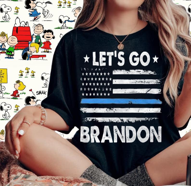 Let's Go Brandon Blue Line US Flag T-Shirt t-shirt
