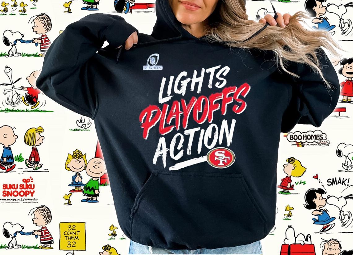 San Francisco 49ers NFL Playoffs Bound Lights Action 2021 Shirt t-shirt hoodie