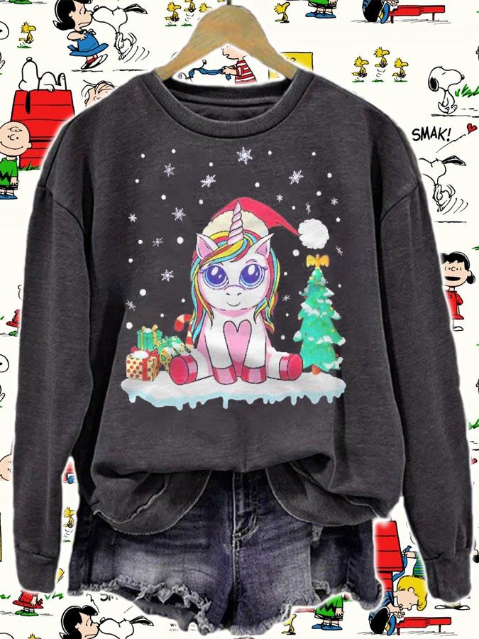 Cute Unicorn Christmas Shirt Girls Women Xmas Christmas Shirt t-shirt sweatshirt