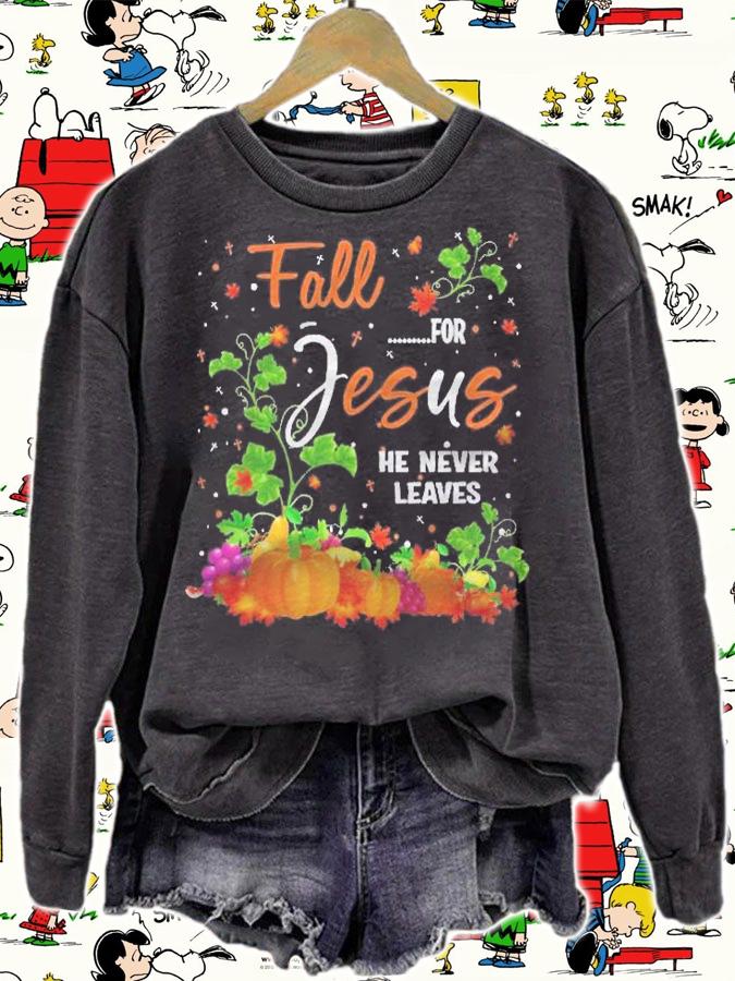 Fall For Jesus He Never Leaves Costume Christian Fall Shirt t-shirt sweatshirt